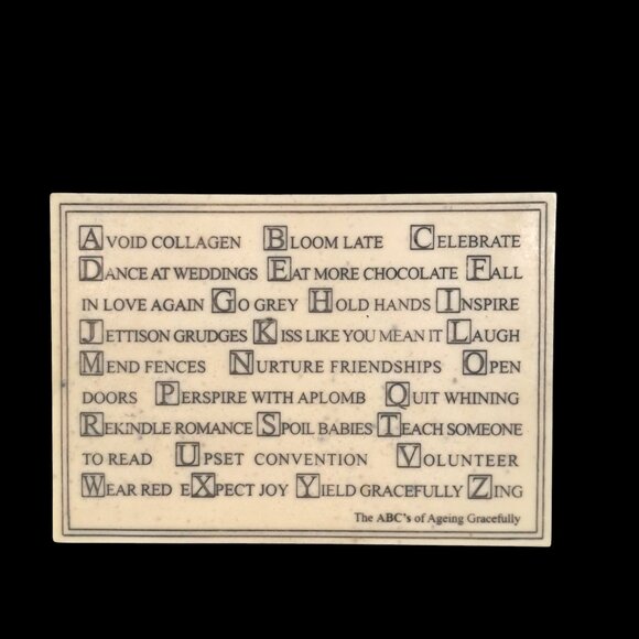 ABC'S of Ageing Gracefully Plaque by House Parts R. Stewart - Picture 1 of 16